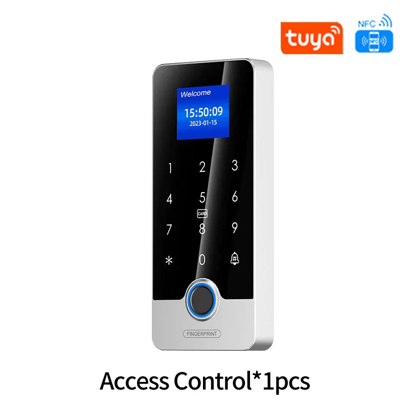 Tuya APP Door Lock Access Control System Kits With 1.77In Screen Bluetooth Keyboard Fingerprint RFID IC Card Reader Metal Keypad