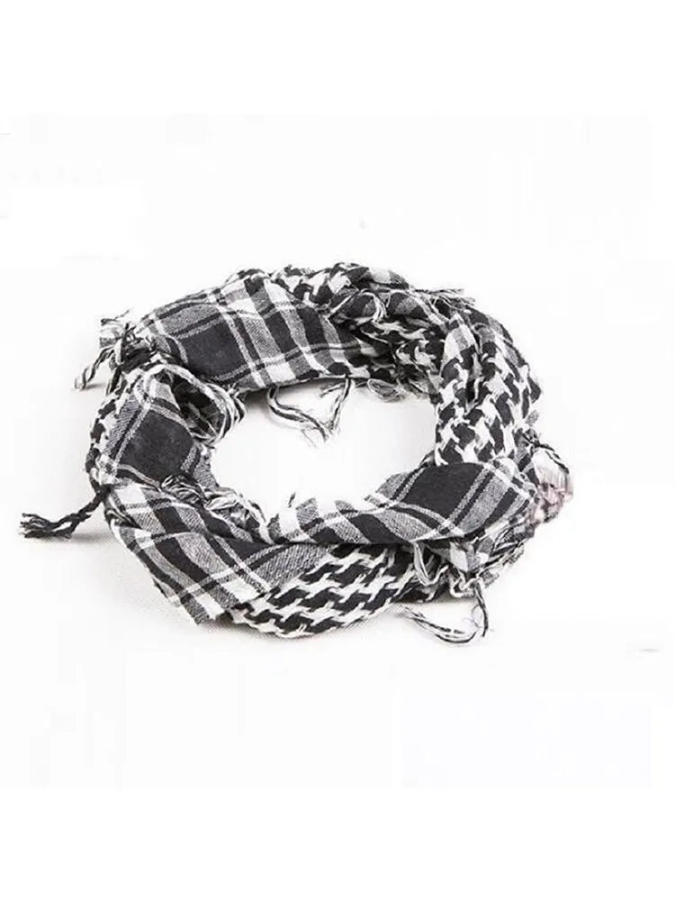 Arab Square Scarf Muslim Shawl Plaid Stripe Printed Outdoor Scarf Wind and Sand Neck Cover