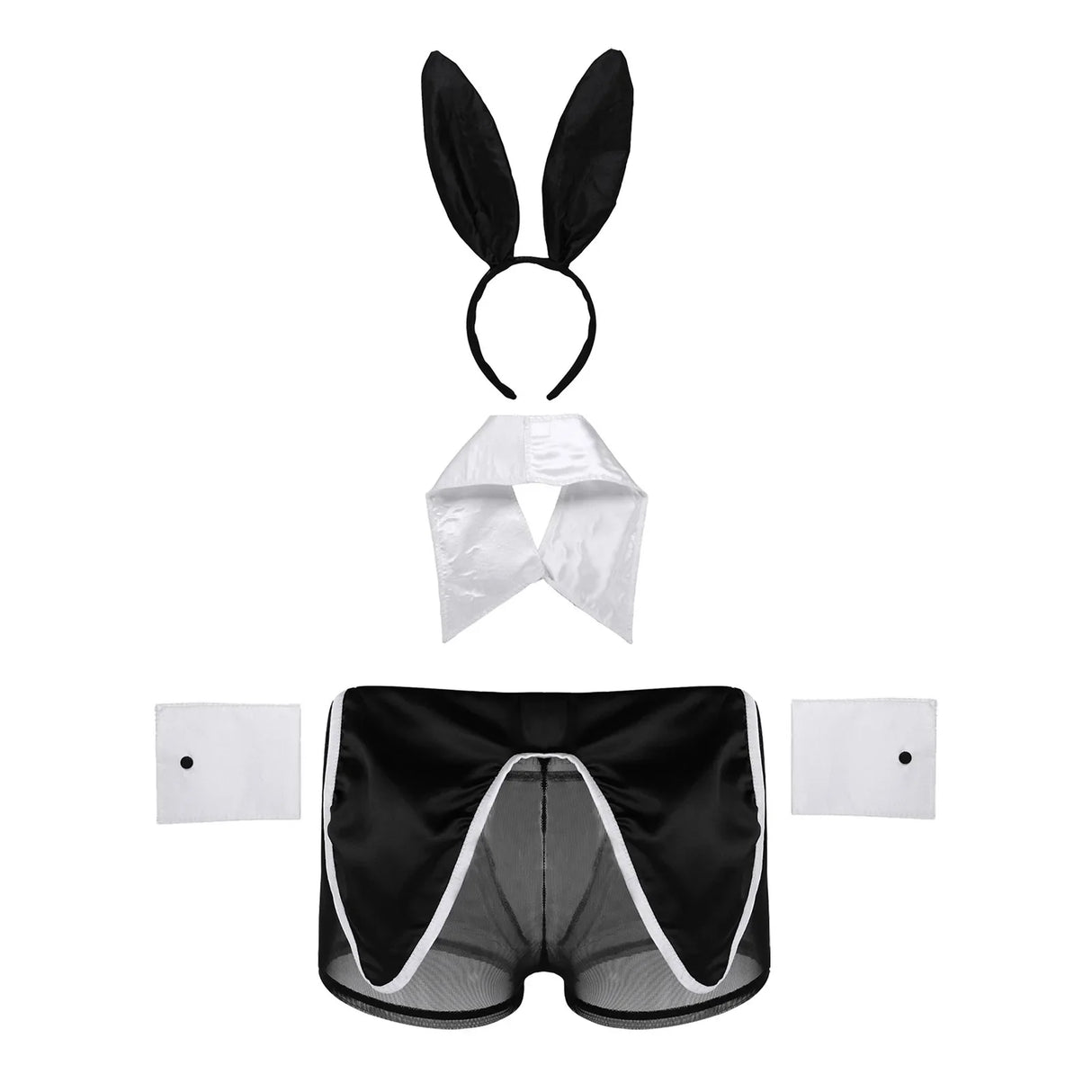 Mens Waiter Tuxedo Uniform Sexy Bunny Girl Lingerie Gay Male Rave Costumes Boxer Briefs Rabbit Ears Headband Bowtie Collar Cuffs