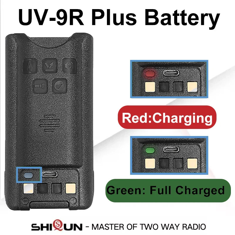 Baofeng UV-9R Battery USB C Charge 4800mAh Li-ion 7.4V UV-9R Pro UV-9G GMRS-9R UV-9R Plus BF-T57 Walkie Talkie Accessory 2800mAh