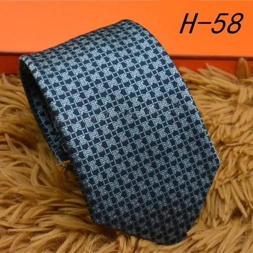 2024 new H Family 100% Silk Tie Creative Stripe Gift for Work Wedding 8cm Suit Accessories necktie  bowties  collared shirt