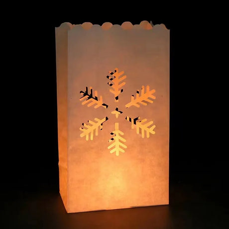 10Pcs Romantic Hollow Luminary Lantern Candle Paper Bag Tea Light Holder Flame Resistant Candle Sack for Christmas New Year Part