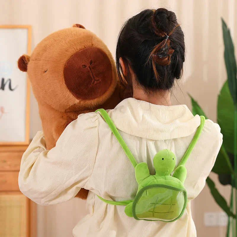 Cute Fully Filled Capybara Plush Animal With Turtle Tortoise Backpack Toys For Baby Appease Sleeping Pillow Christmas Nice Gift