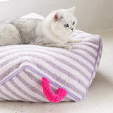 Bed for Cats Purple Pet Products Stripes Goods Things Dog Mat Accessories All Basket Beds Houses and Habitats Accessory Kitten