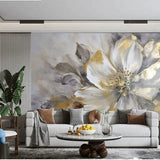 Custom 3D  Modern Light Luxury Gold Leaf Flower Art TV Sofa Background Wall Mural Wallpaper Papel De Parede Wall Covering Tapety