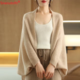 All-Season Pure Wool Knitted Shawl Women's Casual Cashmere Scarf White Sweater Women's Folded Wear Cardigan Shawl Fashion Scarf