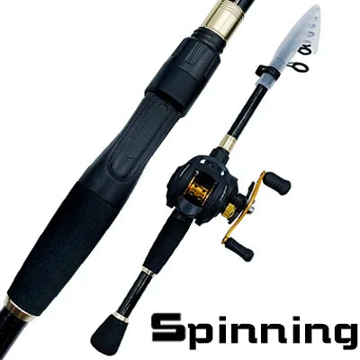 Ghotda Casting Fishing Rod Combo Telescopic Carbon Rod and Baitcasting Reel Portable Travel Fishing Rod  Kit Baitweight 10-30g