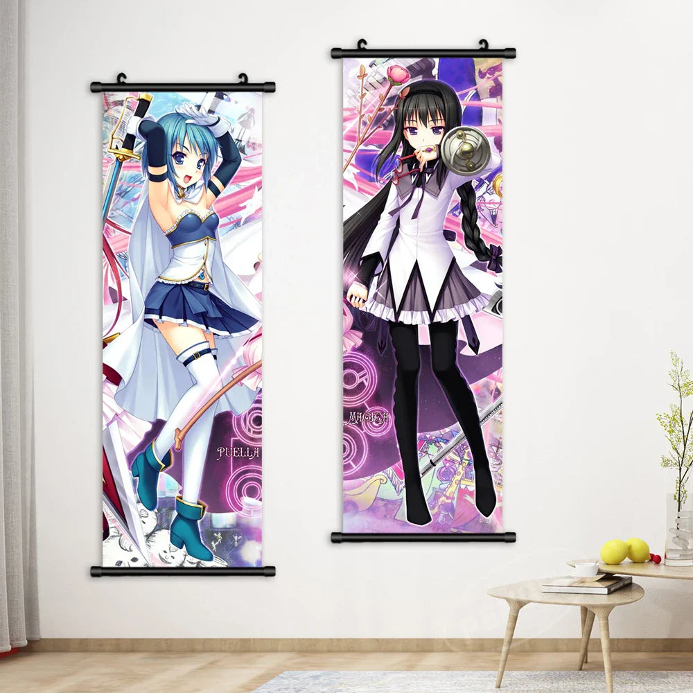 Wall Art Puella Magi Madoka Magica Pictures Anime Poster Scroll Akemi Homura Hanging Tomoe Mami Painting Canvas Print Home Decor