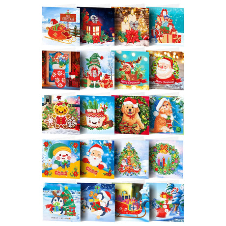 20/16/12/8pcs Christmas Cards Diamond Painting Greeting Cards 5D Diamond Embroidery Diamond Mosaic Set New Year Christmas Gift