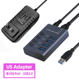 Metal USB 3.0 Hub Multi USB Splitter 4/7/10Ports Use Power Adapter Multiple Expander 2.0 Hub With Switch For Laptop Accessoriess