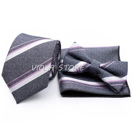 45 Color Paisley Geometry Striped 7.5cm Tie Set Polyester Floral Bow Hanky Wedding Party Business Suit Cravat Men Gift Accessory