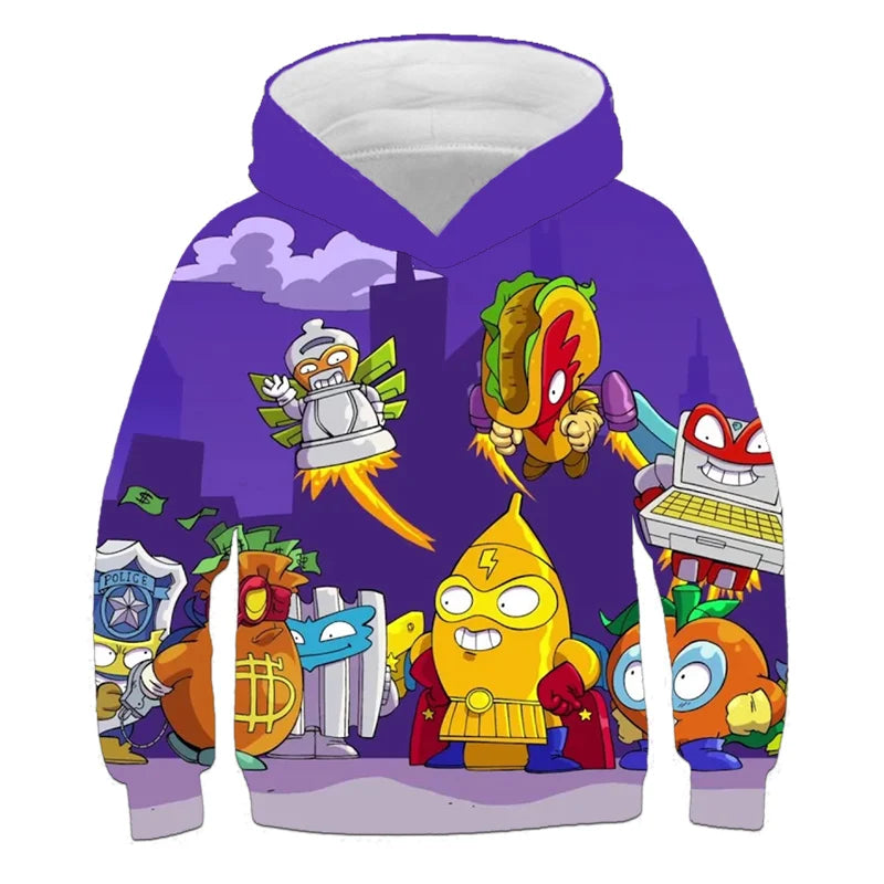 Kids Super Zings Hoodie Boys Girls Cartoon Kazoom Pullover Kids Superzings Hoodie Harajuku Streetwear Fall Winter