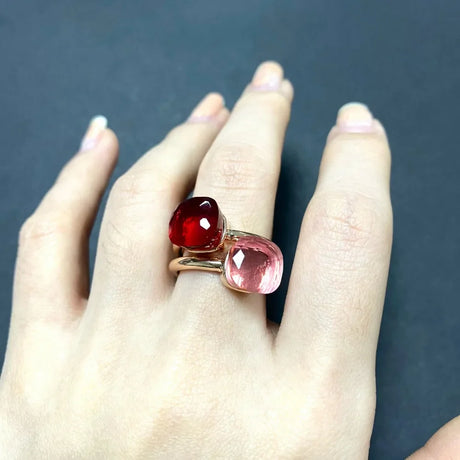 2Pcs/Set Pomellato Ring Stacked  Mix Color Crystal Ring 30Colors Candy Style Ring Jewelry Birthday Gift For Women