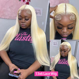 HD Transparent 613 Blonde Straight 13x4 13x6 Lace Front Human Hair Wigs For Women Glueless Brazilian Lace Frontal Wig PrePlucked