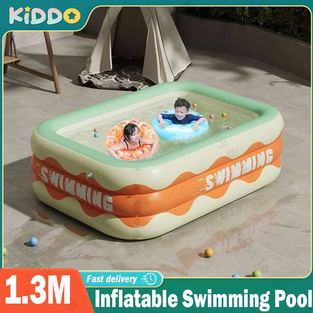 1.3M Swimming Pool Inflatable 3 Layers Pools for Family Square Summer Outdoor Party Folding Pump EU Children's Day Gifts