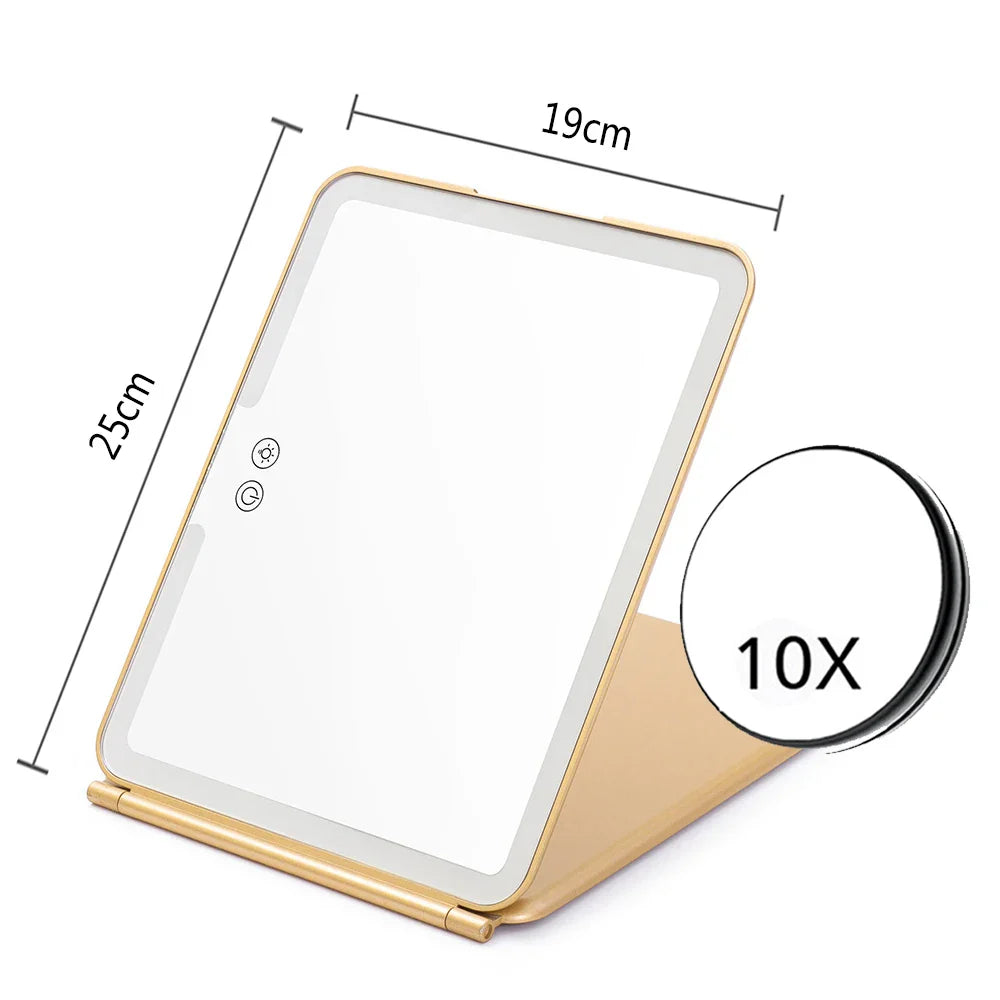 Led  Make Up Mirror With Light  Tool Portable Foldable Travel Desk Vanity Table Bath Bedroom Makeup Tools Lighted Makeup Mirrors