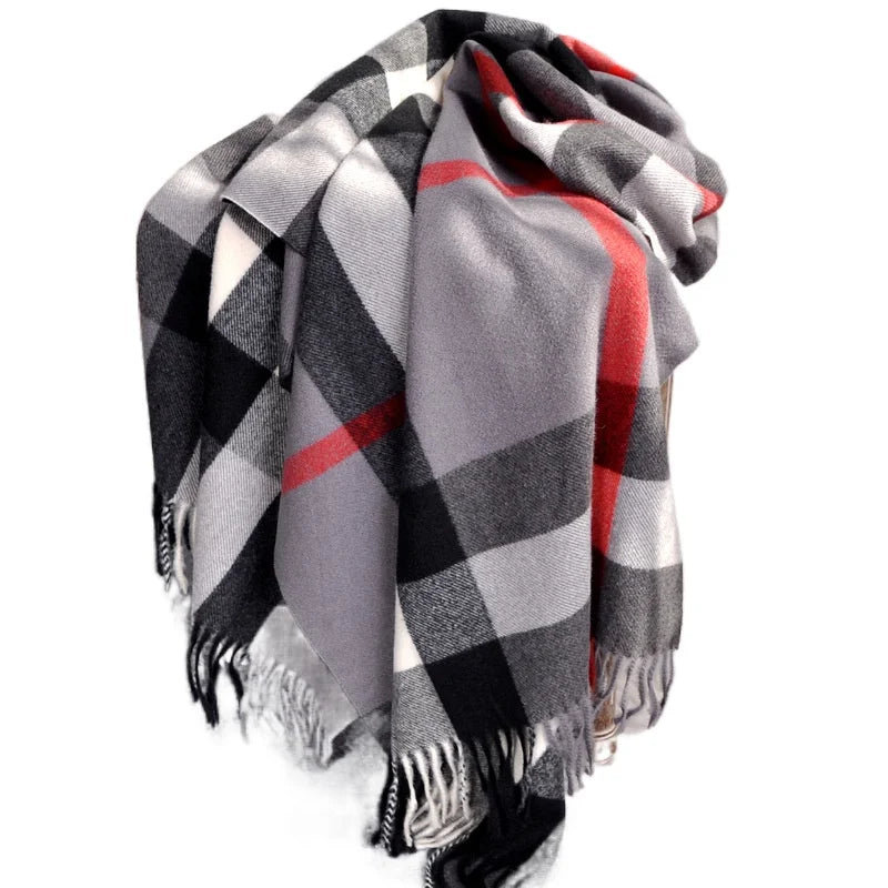 2024 Pamwallymensa Women's Scarf Winter Luxury Brand Tippet Scarves for Ladies  Plaid Shawls Warm British Style Thicken Man