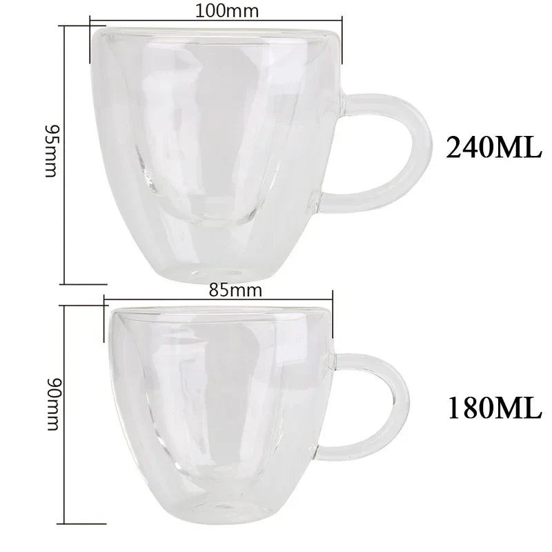 Double Wall High Borosilicate Glass Mug Heat Resistant Tea Milk Lemon Juice Coffee Water Cup Bar Drinkware Lover Gift Creativity