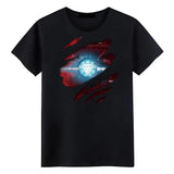 Summer Men's T-shirt Tony Stark Arc Reactor Printed T-shirt 100% Cotton Loose Short Sleeve Oversized Tee Shirt Men Clothes 2024