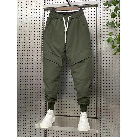 Men Clothing Winter New Warm Down Cotton Thickened Overalls Men Pockets Cotton Pants Bunched Feet Harem Pants Pantalones Hombre