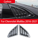 For Chevrolet Malibu 2016-2021 Car Rear Louver Window Side Shutter Cover Trim Sticker Vent Scoop ABS Carbon Fiber Accessories