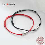 La Monada 14-20cm Frosted Bead Red Thread For Hand 925 Sterling Silver Bracelet For Women Rope Red Thread Bracelets Silver 925