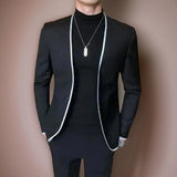 1 Piece Casual Blazer for Evening Party No Collar Slim Fit Men Suit Jacket for Wedding 2024 Male Fashion Costume Coat