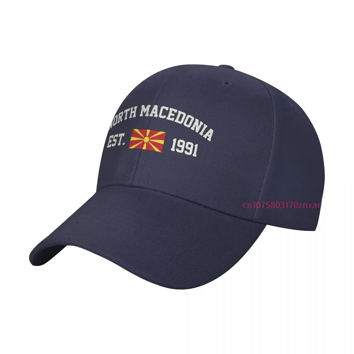 North Macedonia Flag With EST Year Hat Unisex Adjustable Snapback Baseball Cap Men Women Outdoor Hip Hop For Gift