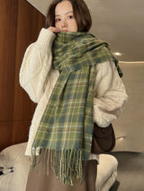 New 2023 Imitation Cashmere Women Scarf Winter Preppy Style Vintage Plaid Scarve Pashmina Mujer Foulard Blanket Wrap Shawl Pareo