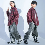 Letters Print Shirt Top Casual Street Tie Dye Jogger Cargo Pants for Girls Boys Jazz Dance Costume Clothes Kid Hip Hop Clothing