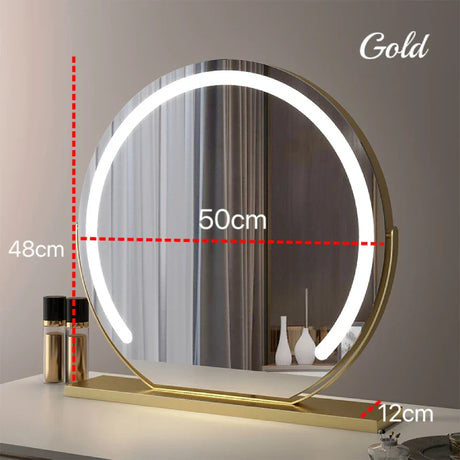 Vanity Mirror with Lights LED Round Makeup Mirror for Bedroom with 10X Magnification Smart Touch Dimmable 3 Modes 360° Rotation