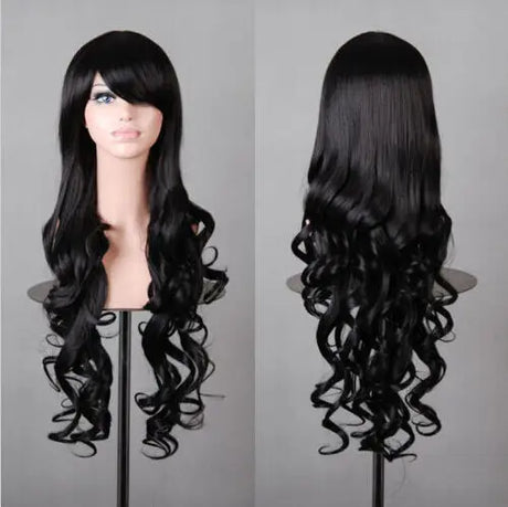 Lady 80cm Long Curly Wigs Fashion Cosplay Costume Hair Anime Full Wavy Party Wig