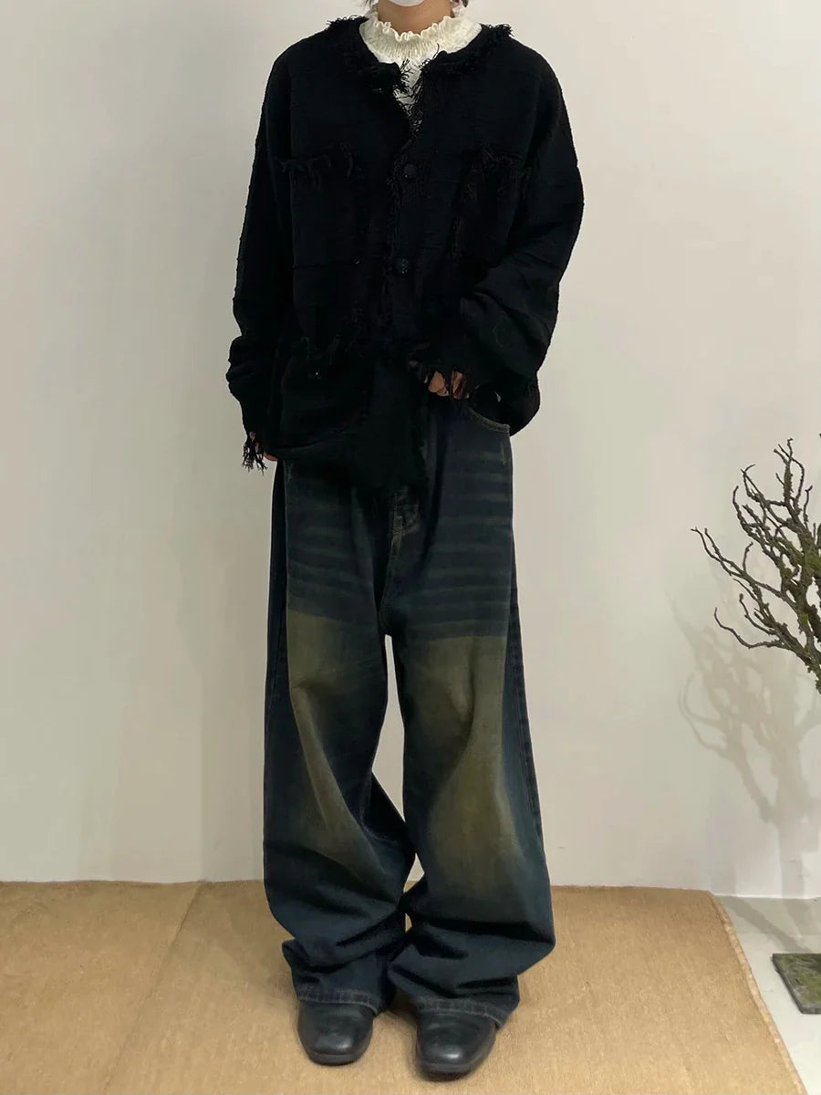 REDDACHiC 90s Retro Skater Oversized Pants Men Green Wash Adjust-waist Wide Leg Casual Brushed Baggy Jeans Y2k Hiphop Streetwear