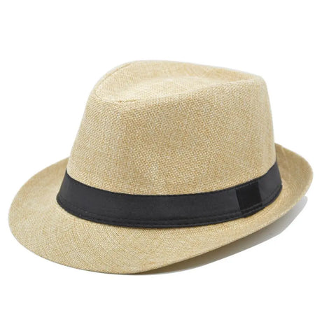 Men Women Straw Fedora Hat Trilby Cuban Sun Cap Panama Short Brim Floral Summer Beach Sun Hat All-Match Vacation Bucket Hat