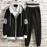 Spring Autumn Men Sets Zipper Hoodies+Pants Set Gym Sportswear Suit Male Casual Elastic Waist Sweatpants Solid Loose Tracksuit