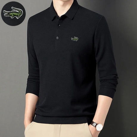 New Summer Brand Embroidered Polo Shirt Men Hot High Quality Men's Long Sleeve Breathable Top Business Casual Polo-shirt for Men