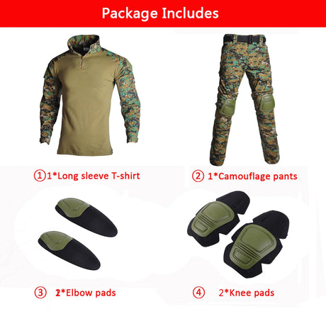 Tactical Camouflage Military Uniform Clothes Suits Men US Army Clothes Airsoft Hunting Suit Combat Shirt + Cargo Pants+4 Pads