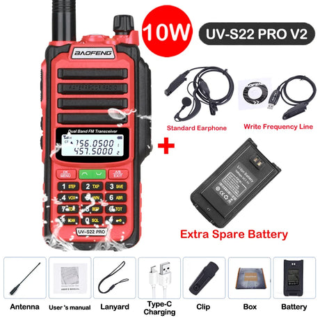 Baofeng UV S22 PRO V2 IP68 Walkie Talkie Waterproof Dual Band 136-174/400-520MHz Ham Radio Upgraded Of UV9R UV5R Pro 50KM Range