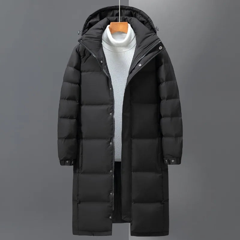 Men Winter Long Duck Down Coats Hooded Casual Down Jackets High Quality Male Outdoor Windproof Warm Winter Jackets Mens Clothing