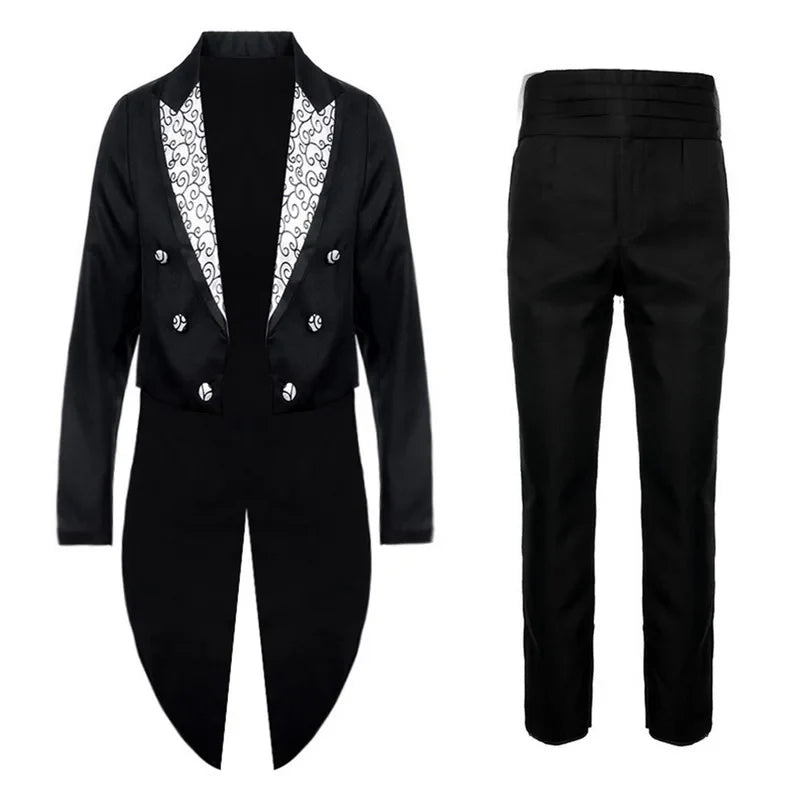 Men's Tuxedo Suits Set Classic Formal Tailcoat Tuxedo 2 Pcs Sets Women Fashion Party Wedding Prom Clothing Male (Jacket+Pants)