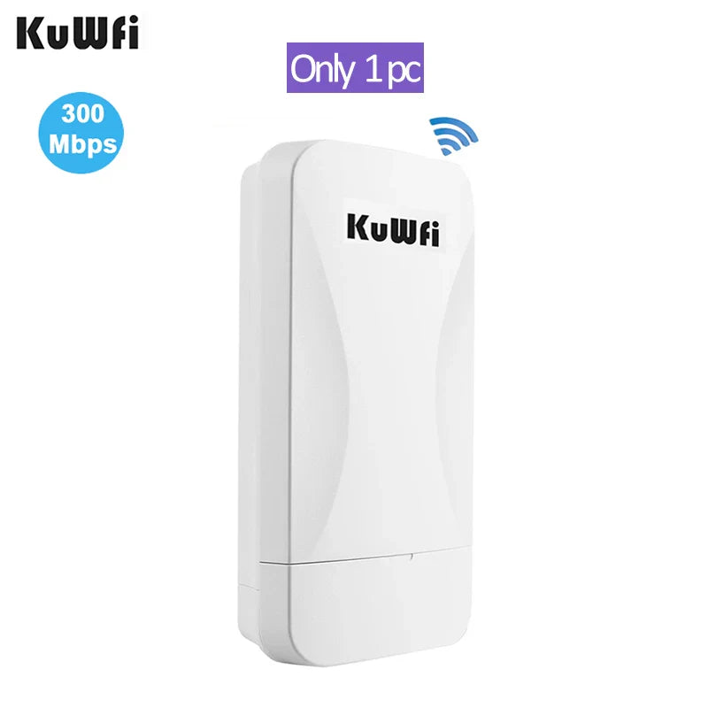 KuWfi 300Mbps Outdoor Wireless Bridge 2.4G Wi-fi Signal PTP PTMP Long Range Extend AP Repeater with WAN LAN Port Support 24V POE