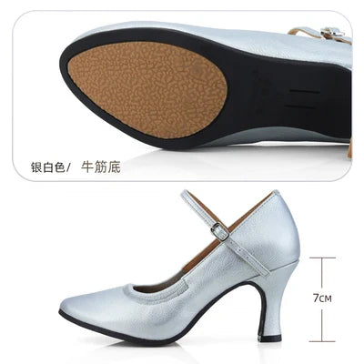 XIHAHA Women Modern Dance Shoes Girls Standard Dancing Shoes High Heeled Ballroom Latin Dance Shoes for Women 3.5 5 7CM Heel