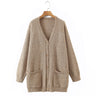 2023 Autumn Winter Good Quality Clothes Women Cardigan Sweater Plus Size Casual Loose Plush Curve V-Neck Knitted Coat