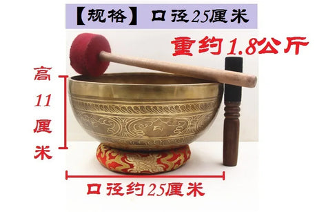 Nepal Large Tibetan Bowls Handmade Brass Singing Bowl Set Meditation Mindfulness Sound Bowls Buddhist Supplies Chakra Decoration