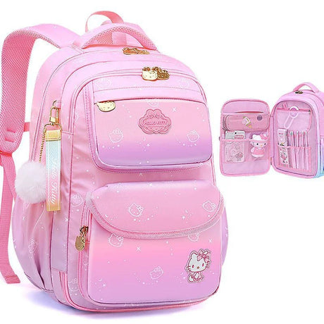 Sanrioed Hello kitty Schoolbag Cartoon Strawberry Kitty Cat Bags Burden Alleviation Protect Spine Waterproof Anti Lost Backpack