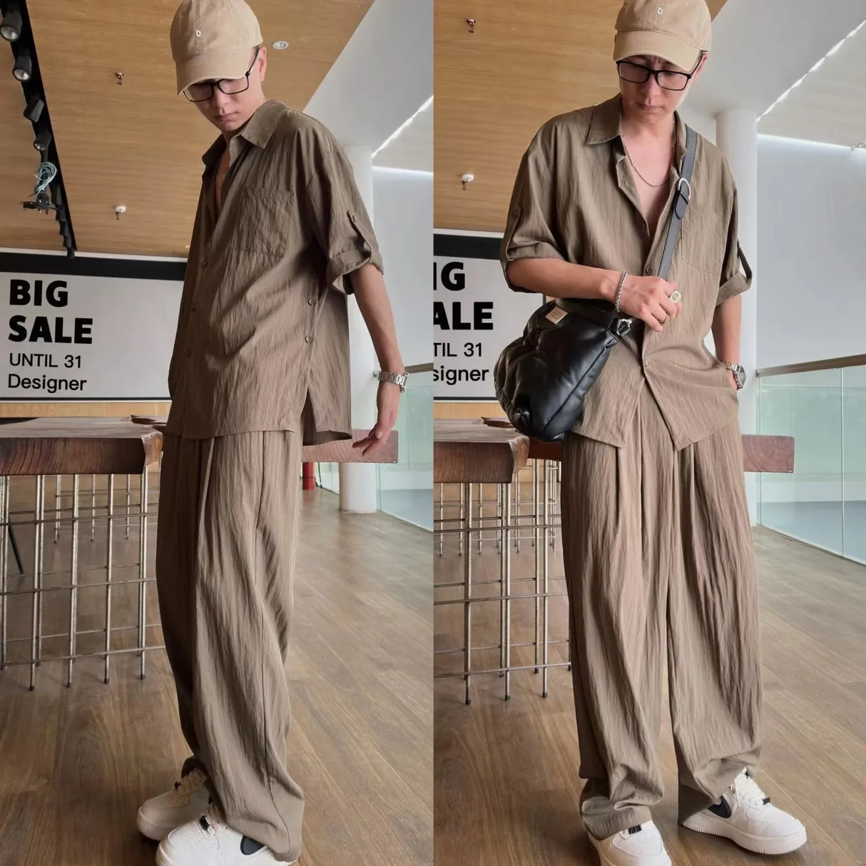 Casual Long Sleeve Shirt and Pants Sets Men Solid Cotton Linen Tops Leisure Tees Trousers Suit Sets Fashion Tracksuit Male