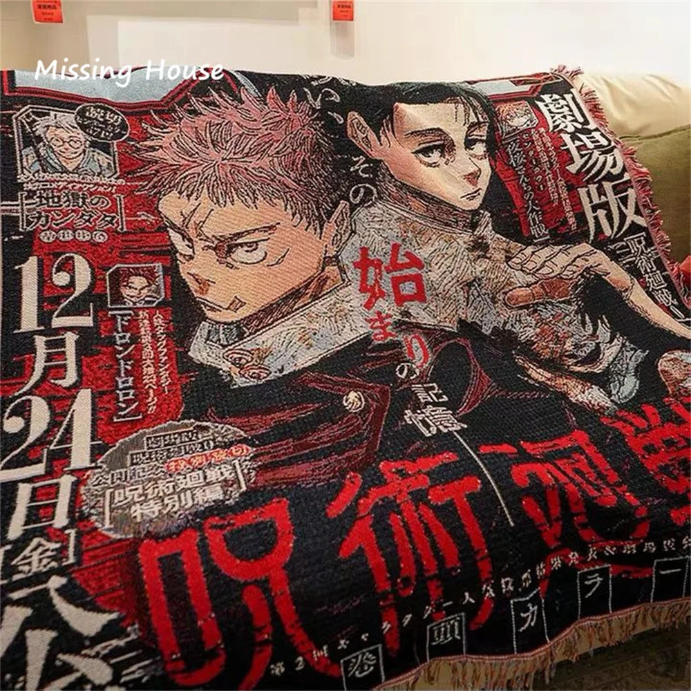 Anime Throw Towel Woven Blanket Tapestry Home Decro Bedspread Beach Towels Sofa Chair Cover Mat Rug Personalized Gift