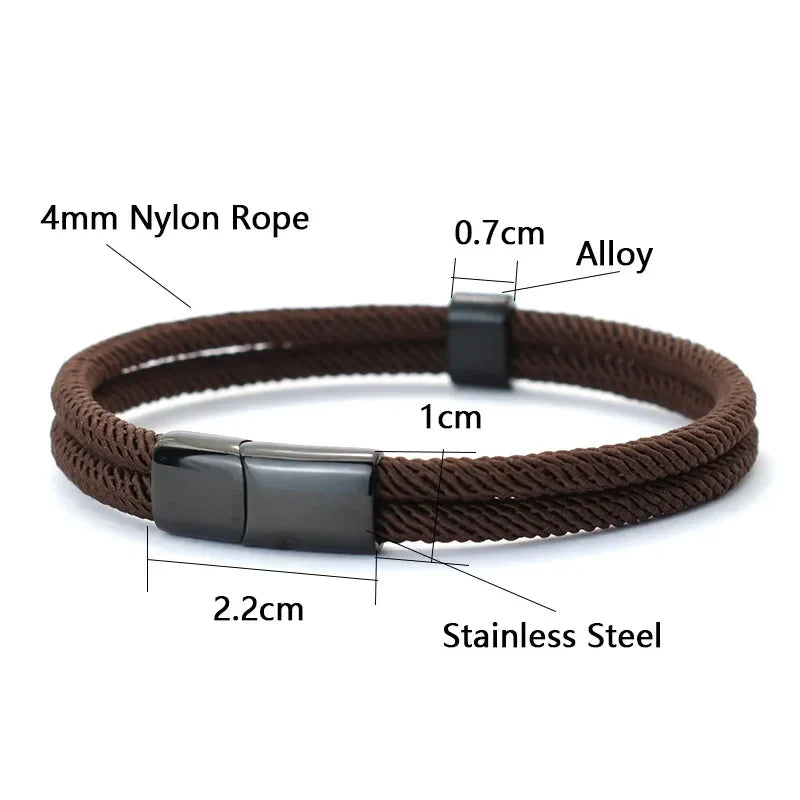 2024 Lucky Red Thread Bracelet For Men 4mm Nylon Cord Chain Detachable Stainless Steel Braslet Accessories For Hombre Pulseira