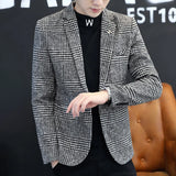 The new autumn and winter Korean version of the fashion grid single west coat comfortable business leisure suit men