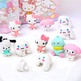 32Pcs/Box Sanrio Blind Box Doll Pencil Eraser Hello Kitty Melody Pochacco Erasers Mystery Box Student Stationery Birthday Gift